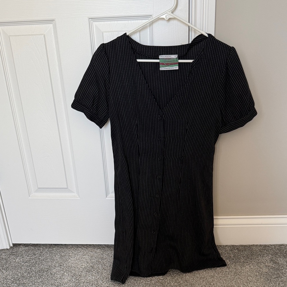 Urban Renewal Black and White Striped V-Neck Dress